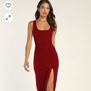 Lulus  Red Sleeveless cutout dress. Front slit. NWT